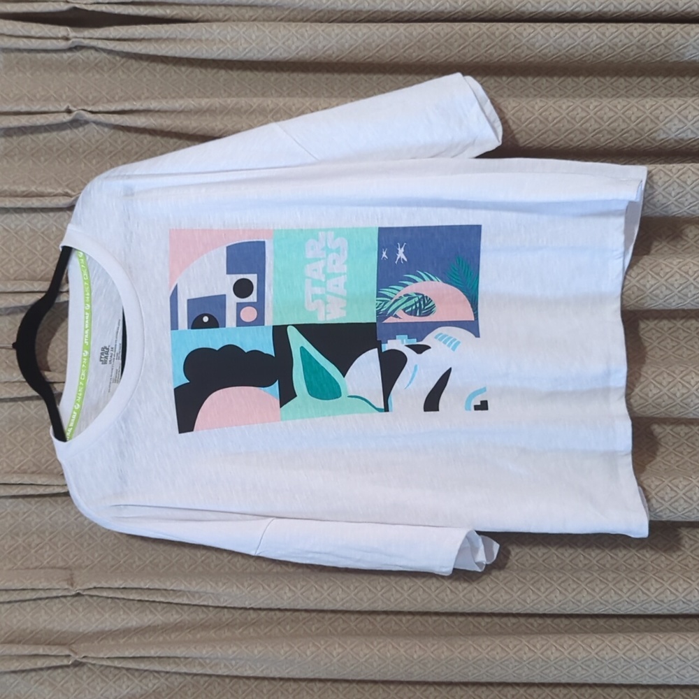Disney Womens Star Wars Oversized Top 3X White Pink Green Blue Pastels Y…